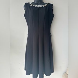 Haani Womens Black Rhinestone Round Neck Sleeveless Dress Size PS